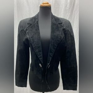 Frontier Black Leather Fringe Blazer